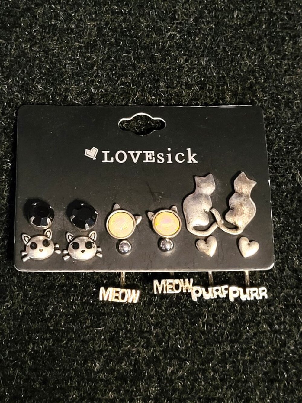 ⚡3/$20⚡LOVESICK Cat Lovers 6 Pack Silver & Black Earrings Set Hot Topic